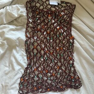 Paris Georgia Glass Beaded Net Top in Multi Size S/M